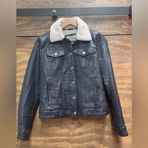 Levi’s Sherpa-lined Faux Leather Trucker Jacker